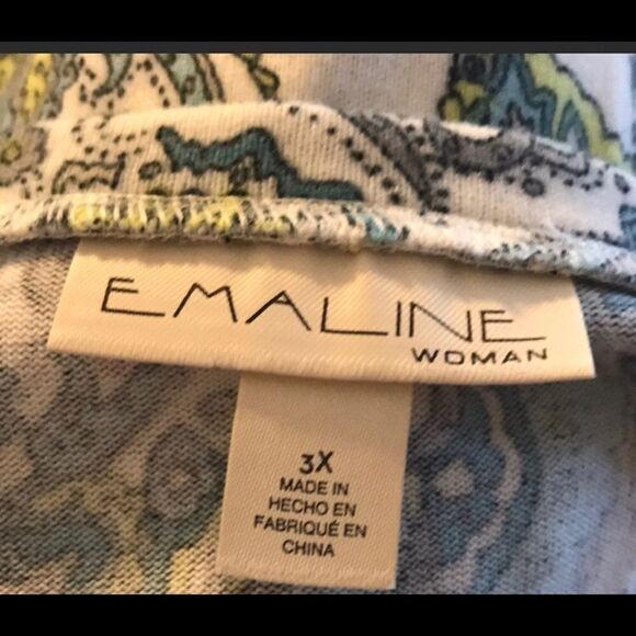 Emaline Woman 3X NWT Top Green, Blue & White - Picture 3 of 5